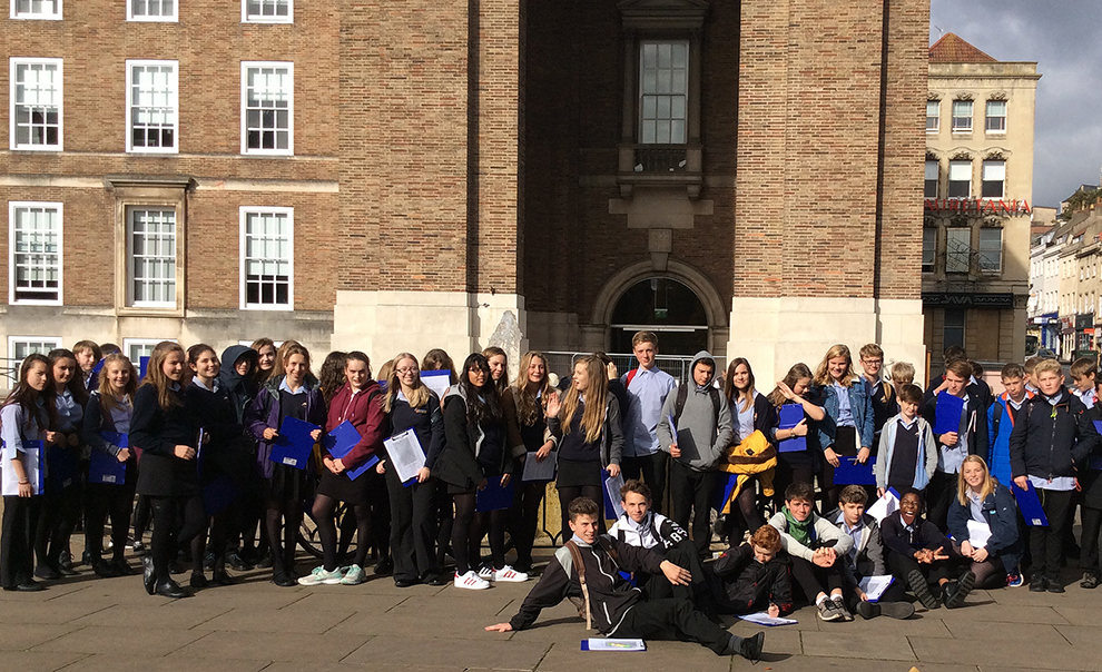 Year 10 geographers in Bristol, October 2016