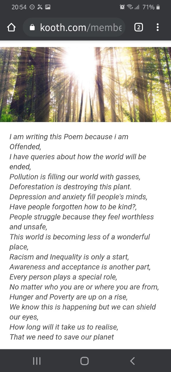 year 7 one world poem