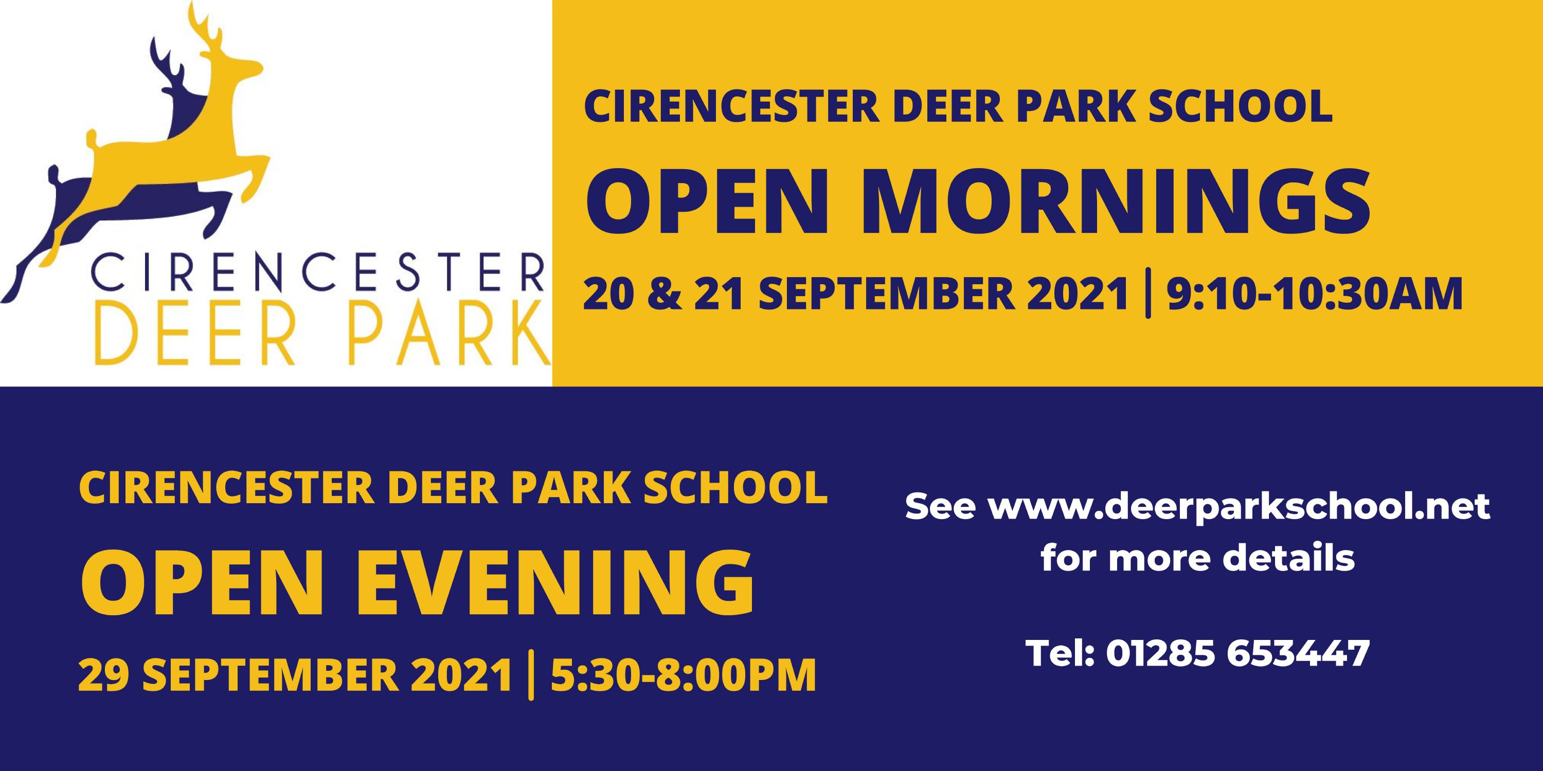 open mornings and open evening september 2021